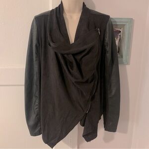 Blank NYC Faux Leather Drape Wrap Outerwear Black Dune Apocalypse Asymmetric M